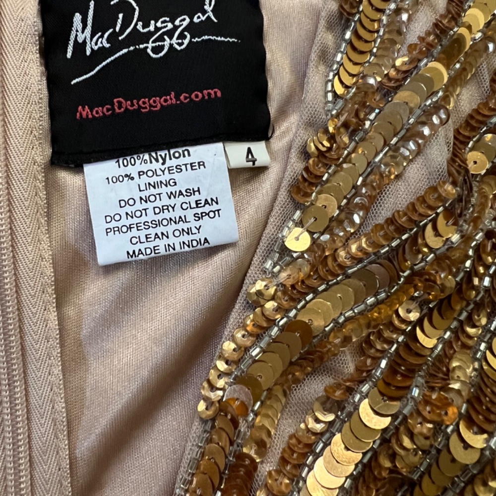 NWT Mac Duggal Long Sleeve Sequin Streaked Copper Dress 5438 - Picture 7 of 12